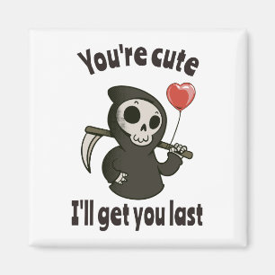 Cute Grim Reaper with romantic heart Magnet