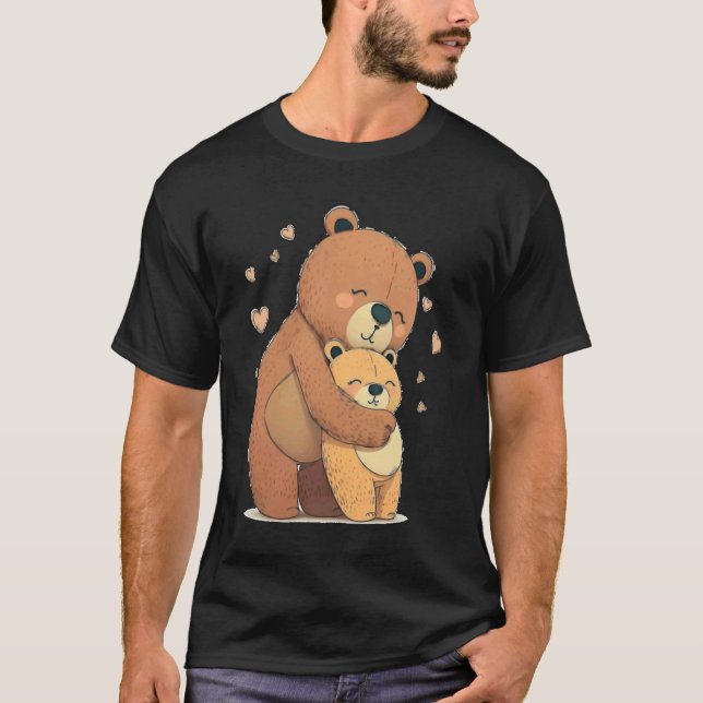 Cute Grizzly Bear Animal Cute Father and Son Bear T-Shirt (Front)