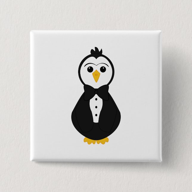 Cute Groom Penguin 15 Cm Square Badge (Front)