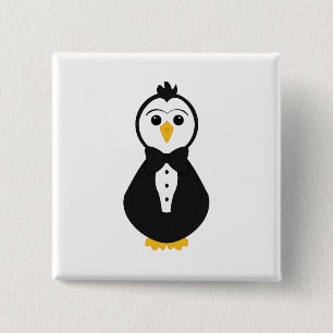 Cute Groom Penguin 15 Cm Square Badge