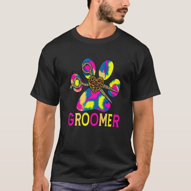 Cute grooming dog cat pet animal groomer shears pa T-Shirt (Front)