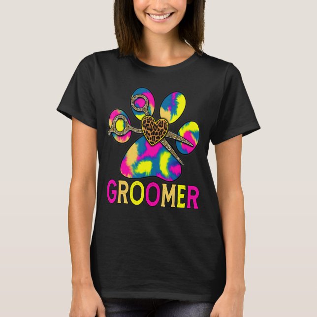Cute grooming dog cat pet animal groomer shears pa T-Shirt (Front)