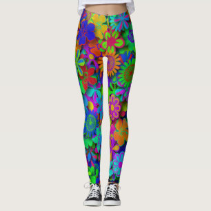 Cute Groovy Flowers Garden Leggings
