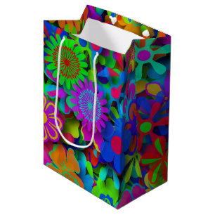 Cute Groovy Flowers Garden Medium Gift Bag