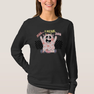 Cute Groovy Ghost Cow Moo I Mean Boo Pumpkin Moon T-Shirt