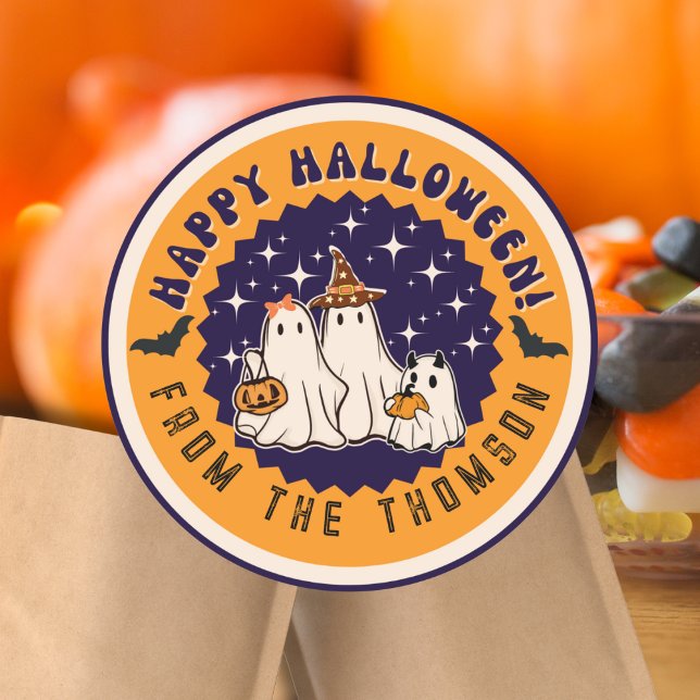 Cute Groovy Ghost Happy Halloween Sticker (Creator Uploaded)