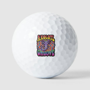 Cute Groovy Hippie Axolotl Retro 70s Rainbow Art Golf Balls