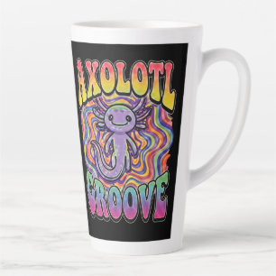 Cute Groovy Hippie Axolotl Retro 70s Rainbow Art Latte Mug