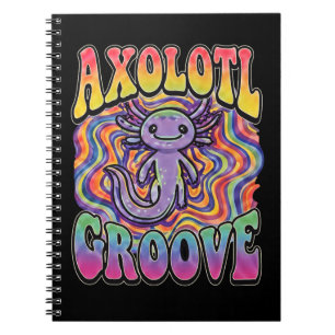 Cute Groovy Hippie Axolotl Retro 70s Rainbow Art Notebook
