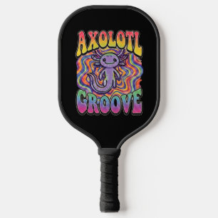 Cute Groovy Hippie Axolotl Retro 70s Rainbow Art Pickleball Paddle