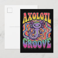 Cute Groovy Hippie Axolotl Retro 70s Rainbow Art