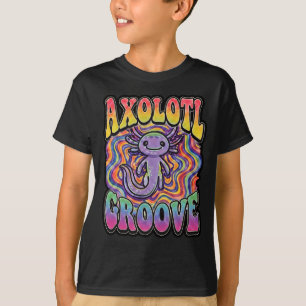 Cute Groovy Hippie Axolotl Retro 70s Rainbow Art T-Shirt