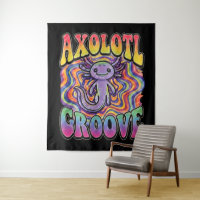 Cute Groovy Hippie Axolotl Retro 70s Rainbow Art