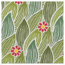 Cute Groovy Hippie Red Green Daisy Floral Pattern