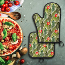 Cute Groovy Hippie Red Green Daisy Floral Pattern