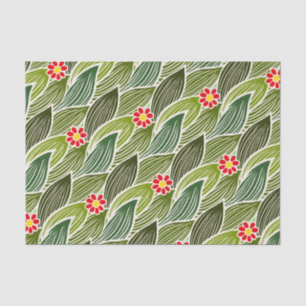  Cute Groovy Hippie Red Green Daisy Floral Pattern Tissue Paper