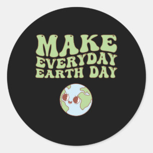 Cute Groovy Make Everyday Earth Day Clroom Teacher Classic Round Sticker