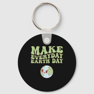 Cute Groovy Make Everyday Earth Day Clroom Teacher Key Ring