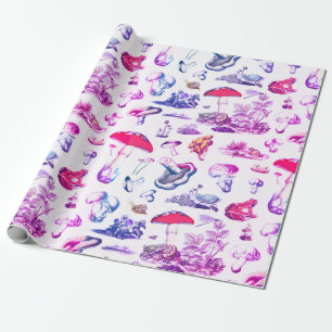 Cute Groovy Mushroom Frog Snail Forest Pattern Wrapping Paper