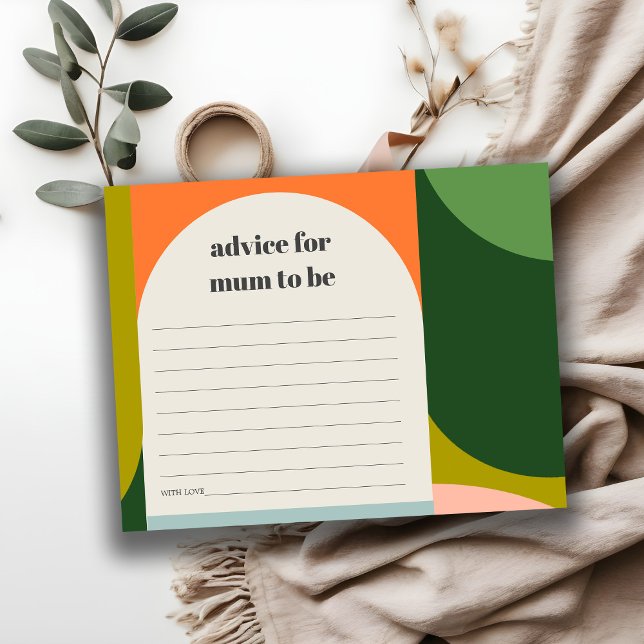 Cute Groovy Retro Arch Advice for Mum Baby Shower Enclosure Card (Creator Uploaded)