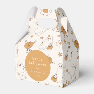 Cute Groovy Retro Ghost Pumpkin Halloween Custom Favour Box