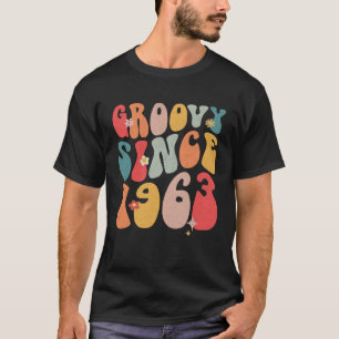 Cute Groovy Since 1963 Colorful Flowers Style 59th T-Shirt
