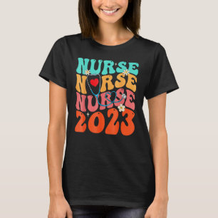 Cute Groovy Stethoscope Nurse Life Nursing Nurse W T-Shirt