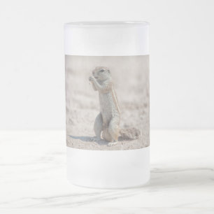 Cute ground sqirrel frosted glass beer mug