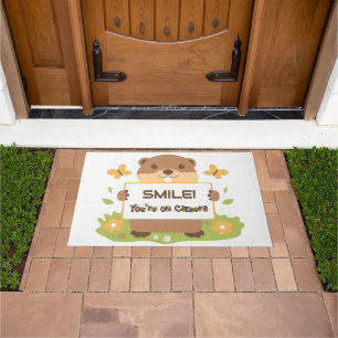 Cute Groundhog “Smile You’re on Camera” Security Doormat