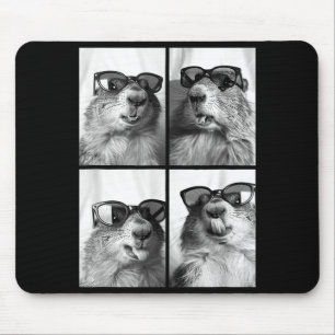 Cute Groundhogs Sungles Cool Forest Animal Photo B Mouse Mat