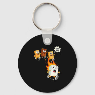 Cute group hug marshmallow campfire smores camping key ring