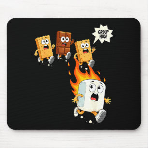 Cute group hug marshmallow campfire smores camping mouse mat