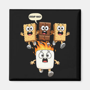 Cute Group Hug Marshmallow Campfire Smores Funny Magnet