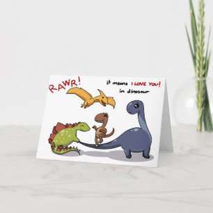 Cute Group of Dinosaurs Rawr Means We love you :) Card