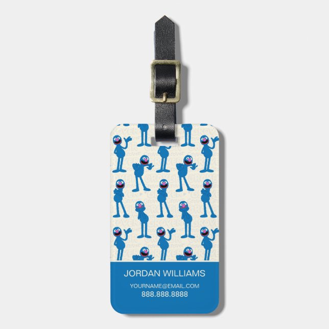 Cute Grover Pattern Luggage Tag (Front Vertical)
