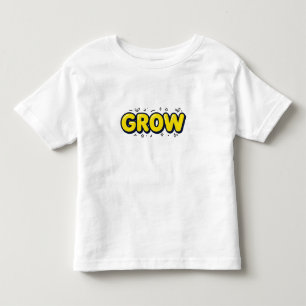 Cute "GROW" Retro Bubble Font with Leaves and Star Toddler T-Shirt