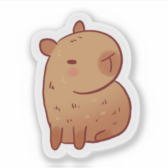 Cute Grumpy Capybara Kawaii Cartoon Sticker (Front)