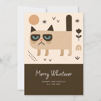 Cute Grumpy Cat - Scandinavian Style Holiday Card