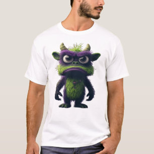 Cute Grumpy Fluffy Monster Cartoon Mascot T-Shirt