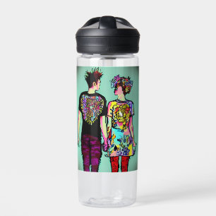 Cute Grunge Punk Rock Couple in Love Water Bottle
