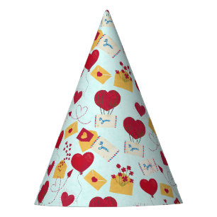 Cute Grungy Pretty Valentine’s Airmail Love Letter Party Hat