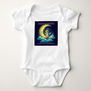Cute Guardian Angel Cherub and Moon Expressionist Baby Bodysuit