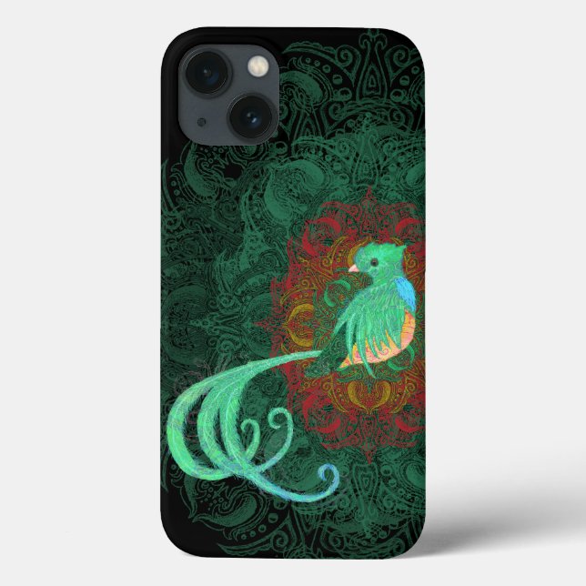 Cute Guatemala Resplendent Quetzal Green Mehndi Case-Mate iPhone Case (Back)