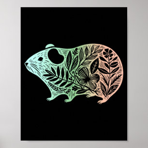 Cute Guinea G Botanical Cottagecore Patel Colors F Poster