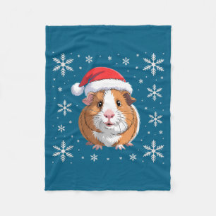 Cute Guinea G Wearing Santa Hat Christmas  Fleece Blanket