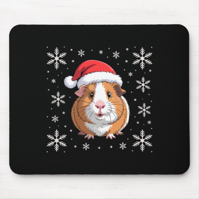 Cute Guinea G Wearing Santa Hat Christmas Premium  Mouse Mat (Front)