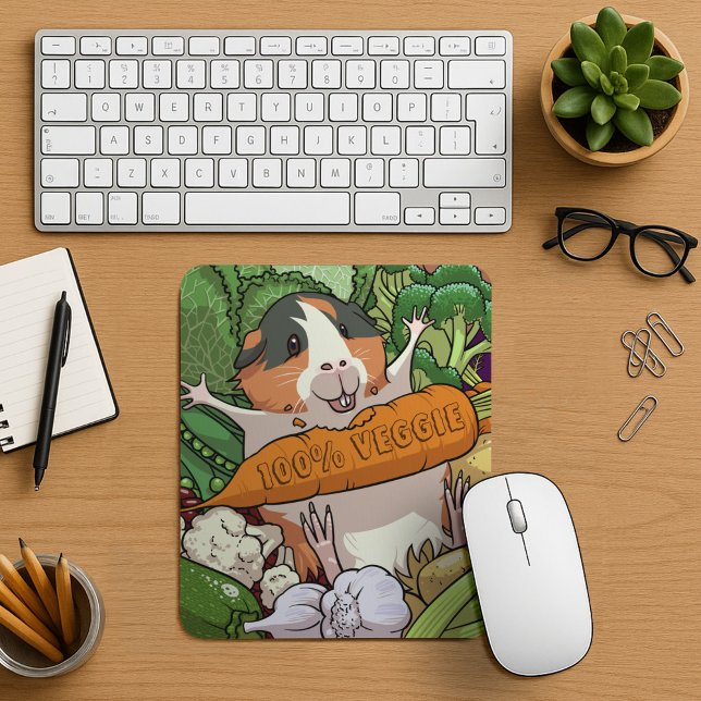 Cute Guinea Pig 100% Veggie Carrot Cartoon Mouse Mat (Creator Uploaded)