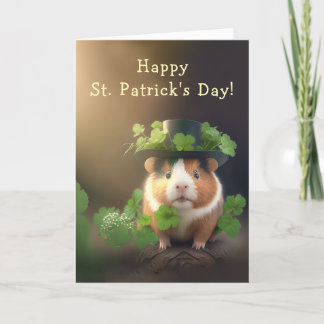 Cute Guinea Pig and Leafy Greens St. Patrick's Day Holiday Card