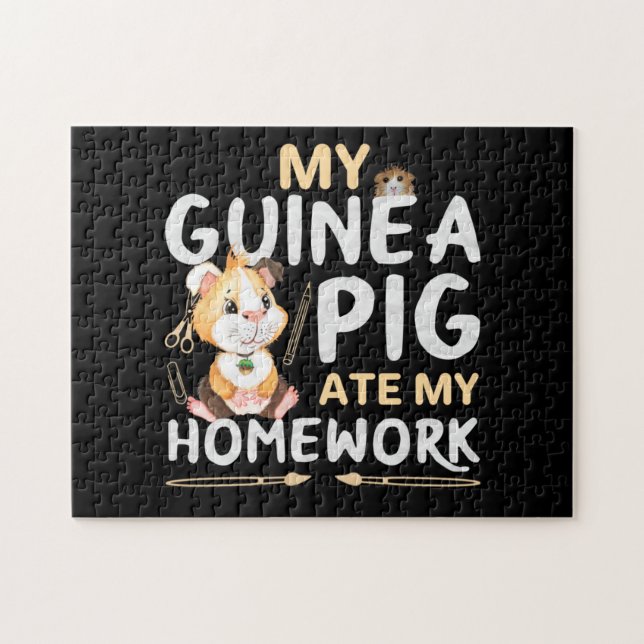 Cute Guinea Pig Ate My Homework Jigsaw Puzzle (Horizontal)