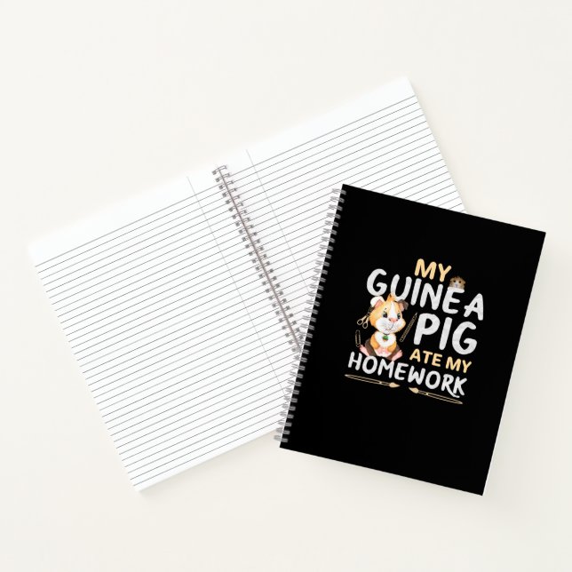 Cute Guinea Pig Ate My Homework Notebook (Inside)